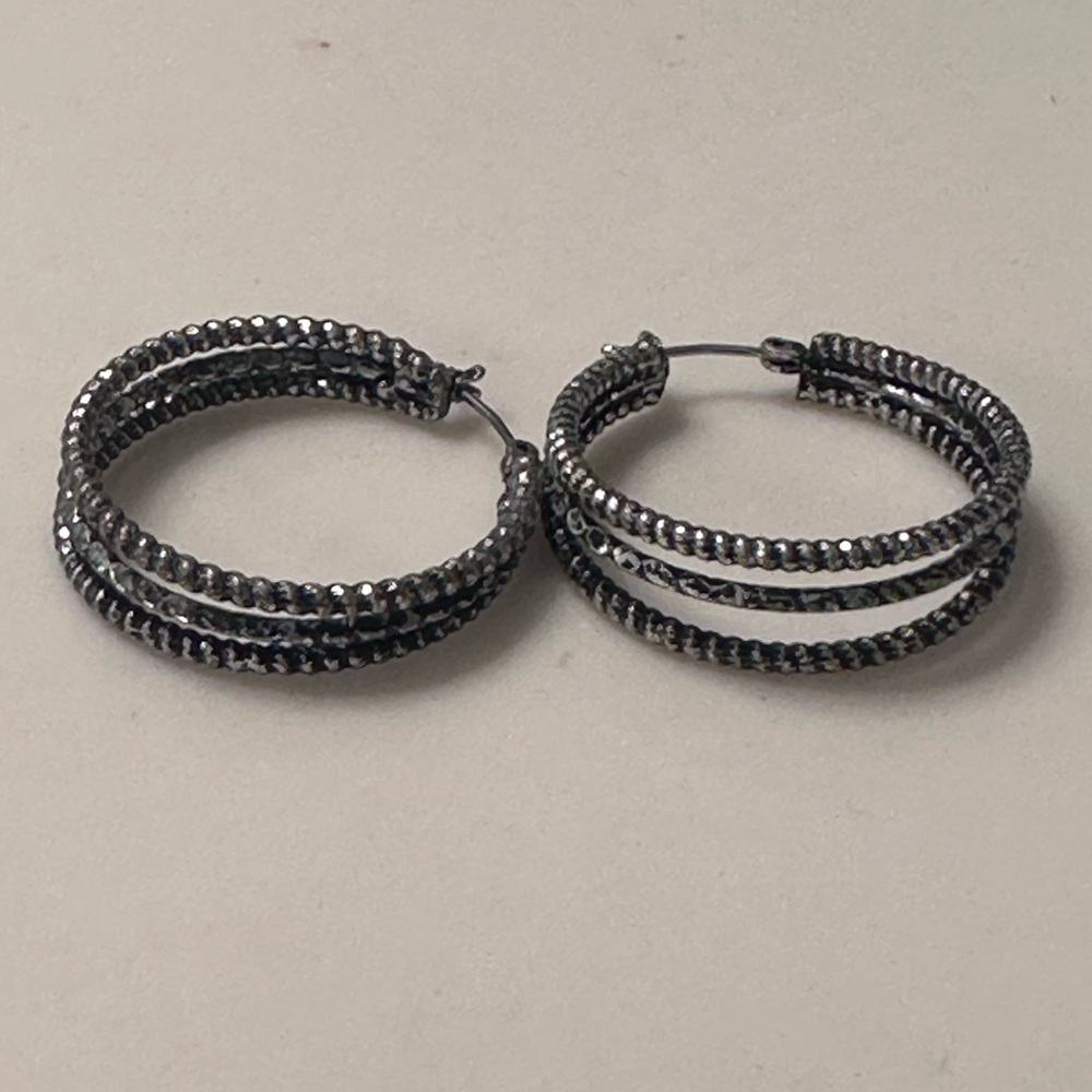 Paparazzi Shimmering Black Hoop Earrings